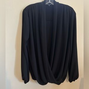 Julian Chang Black Silk Draped Blouse